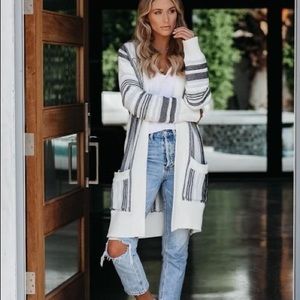 Vici Striped Cardigan in Black and White